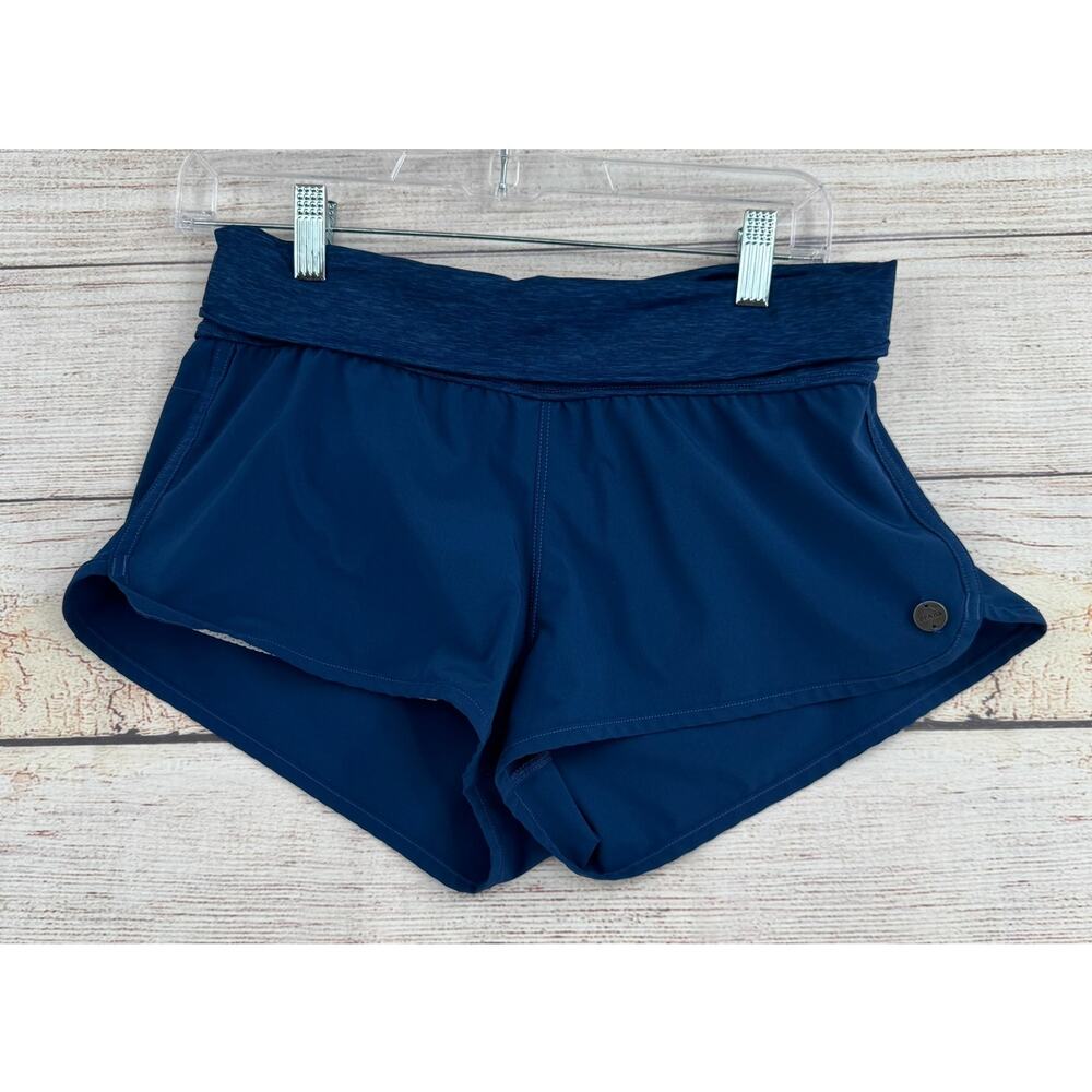 prAna 2" Running Shorts Womens Small Royal Blue Flip Hem Zip Pocket